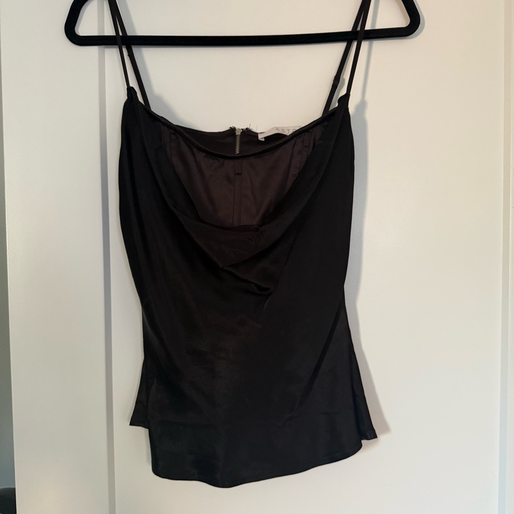 Black ASTR cowl neck tank top, size M